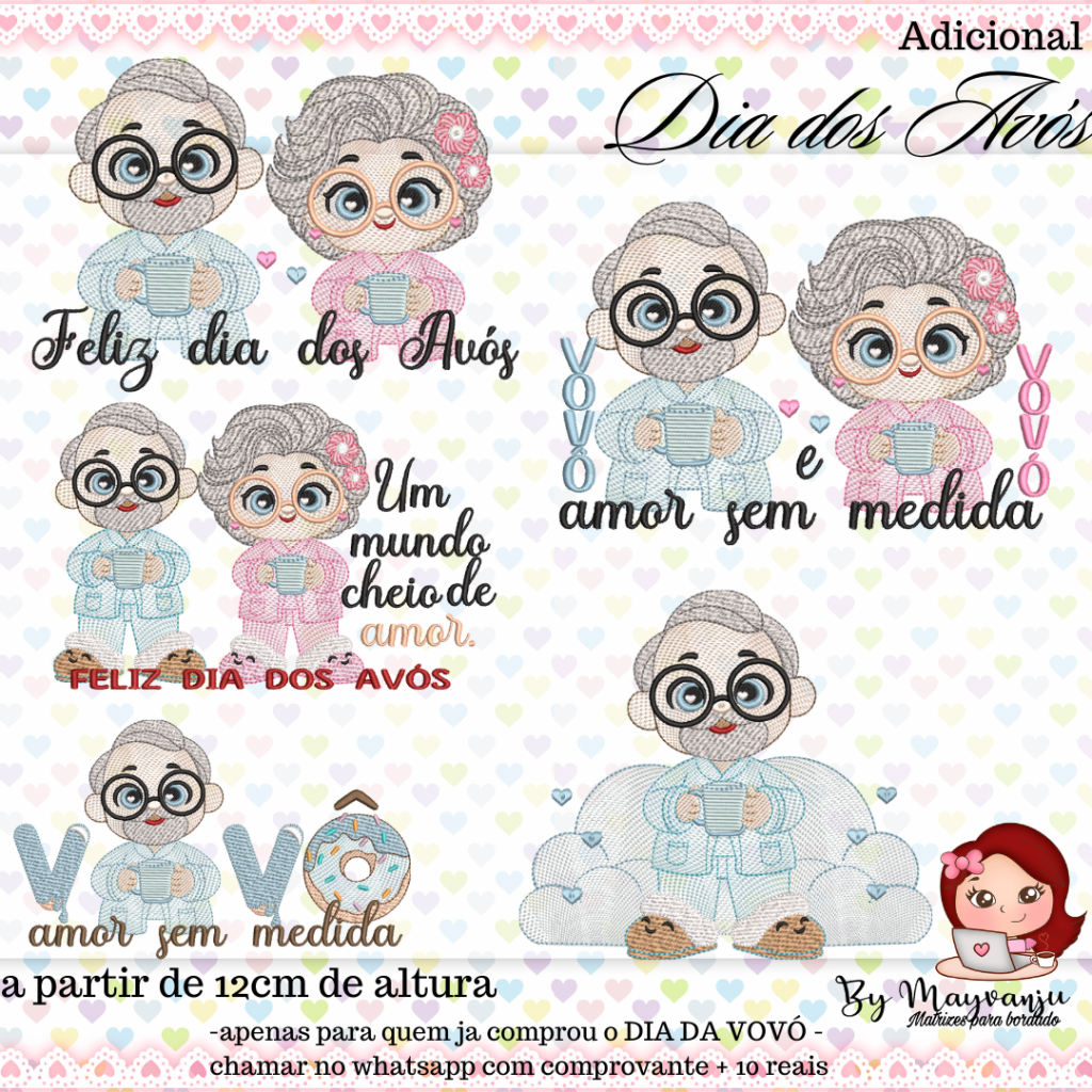 Dia da Vovó + Vovô - By Mayvanju Matrizes de Bordado